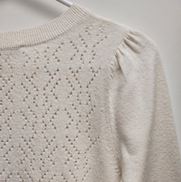 Loft Cream-Colored Eyelet Sweater in Women's Small - Picture 7 of 13